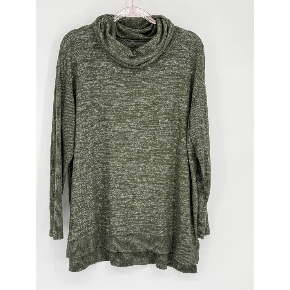 Sonoma Goods For Life Womens Olive Green Space Dye Cowl Neck Tunic Top Sz 1X